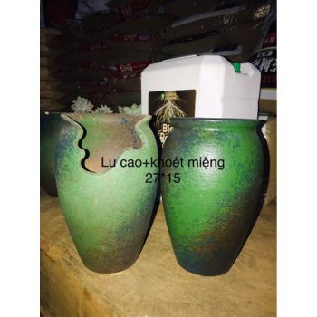 Chậu gốm lu cao cổ khoét miệng